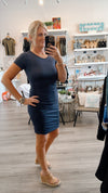 Navy Side Cinched Dress