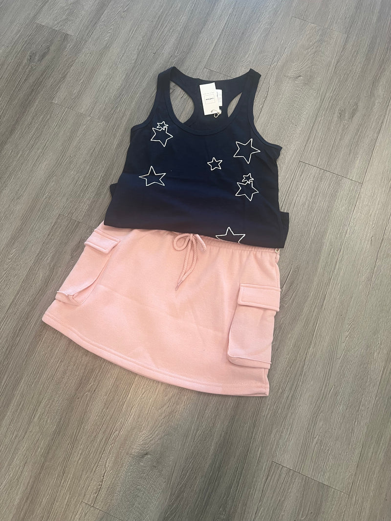 Navy Embroidered Star Tank