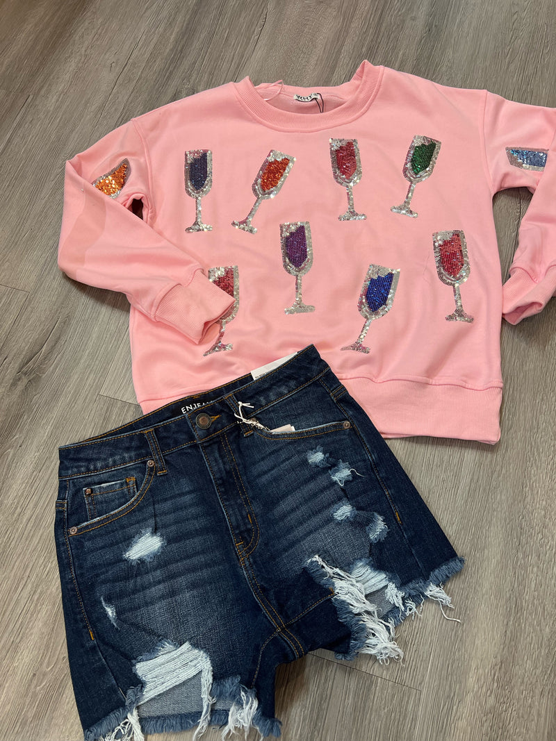 Pink Poppin’ Bottles Sequin Sweatshirt