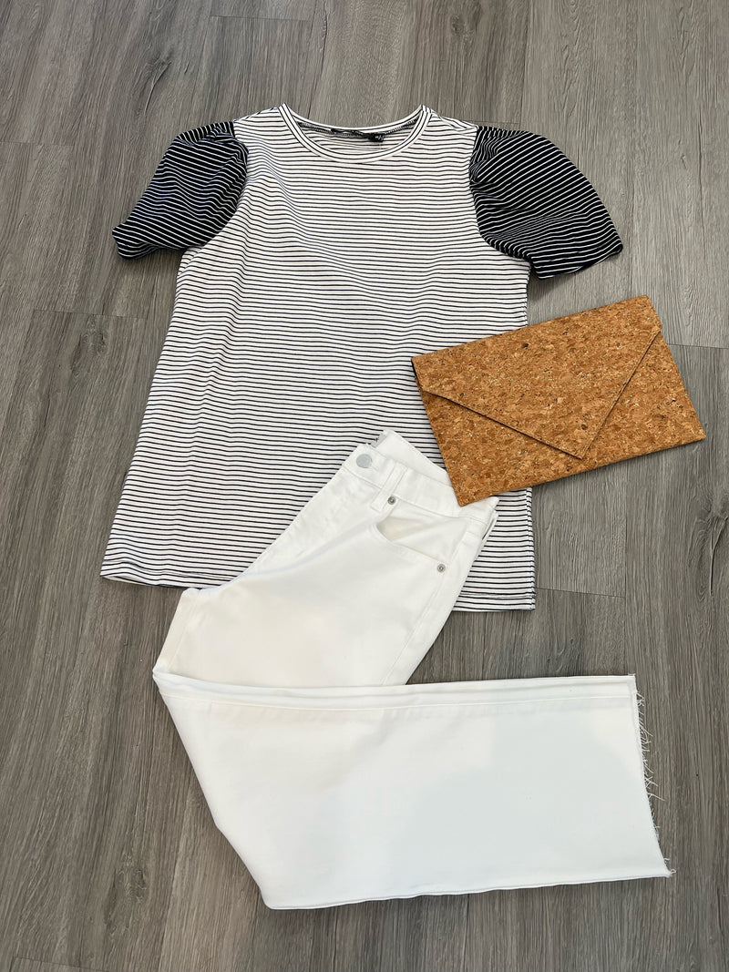 Nautical Striped Puff Sleeve Top