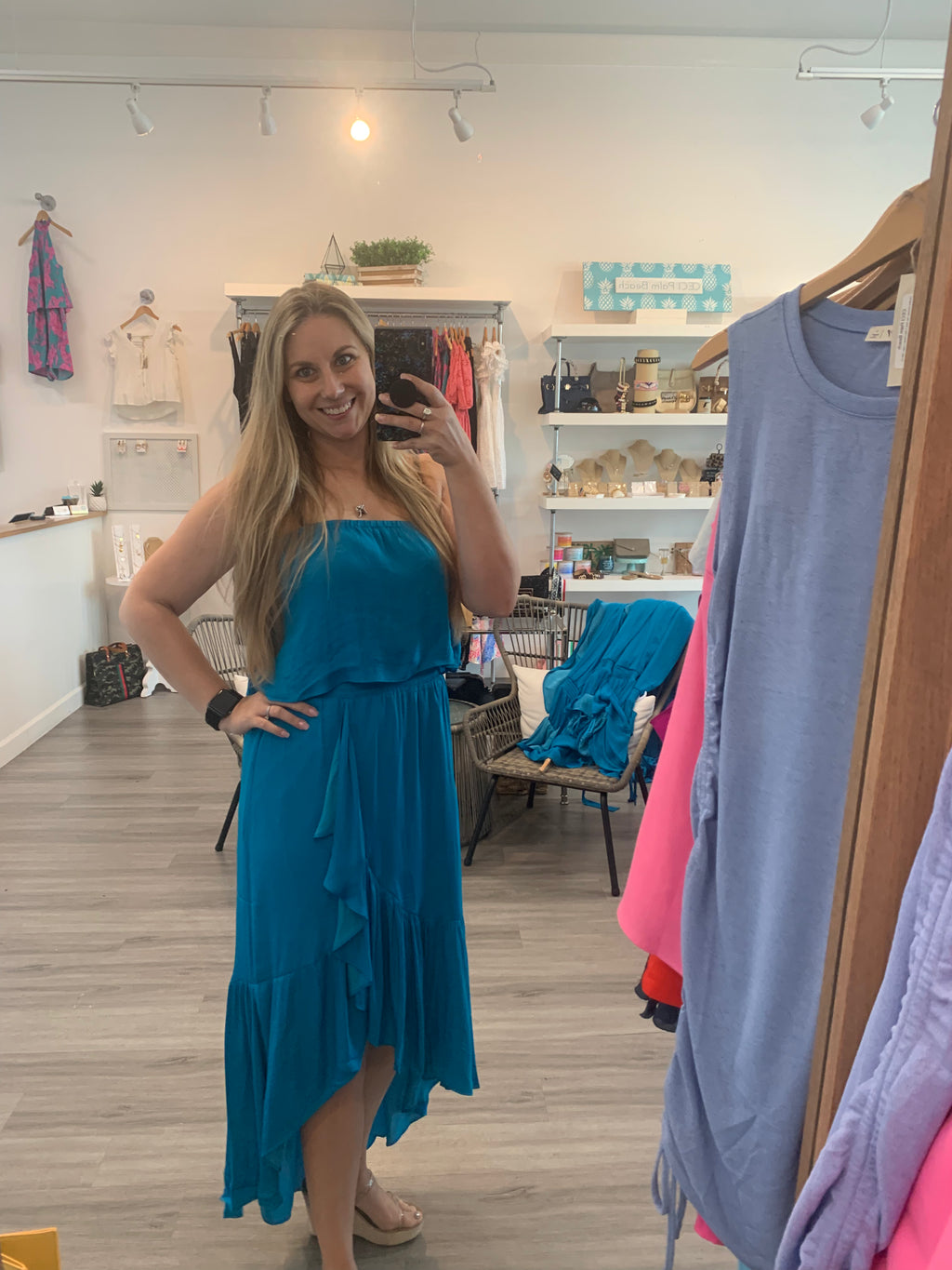 Blue Jewel Hi-Low Dress